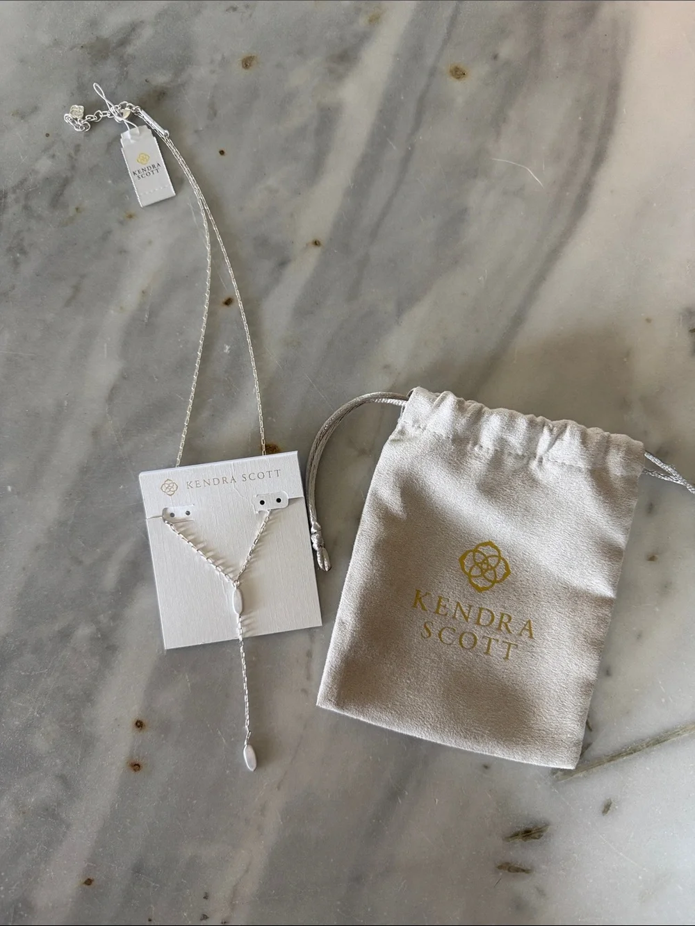 Kendra Scott Silver Y-Shape Lariat Necklace - White/Silver Accent